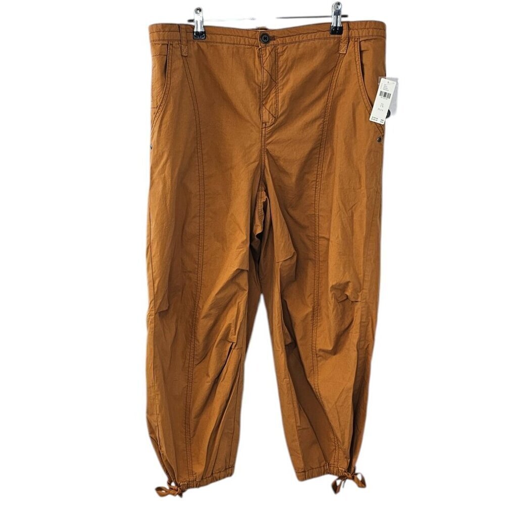 Anthropologie Pilcro Tactical Utility Pants, Brown, Tie Bottom, Plus Size, 1X